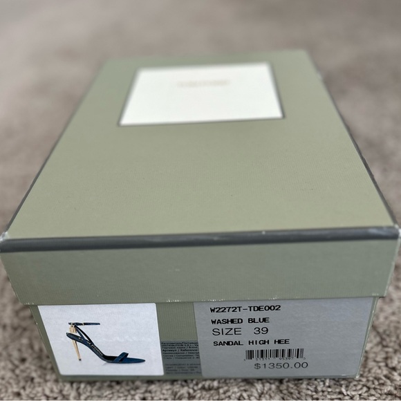 TOM FORD Women’s Padlock 105 Denim Point Toe Ankle-Strap Sandal - Picture 2 of 8